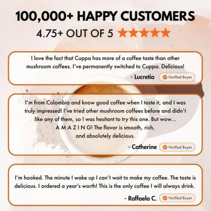 Cuppa Healthy Mushroom Insant Coffee with Lion's Mane & Ashwagandha for All Day Energy & Focus - No Crash or Jitters - Nootropics for Brain Health, Gut Health, Immunity, Stress, Memory + Mood - 60 Servings